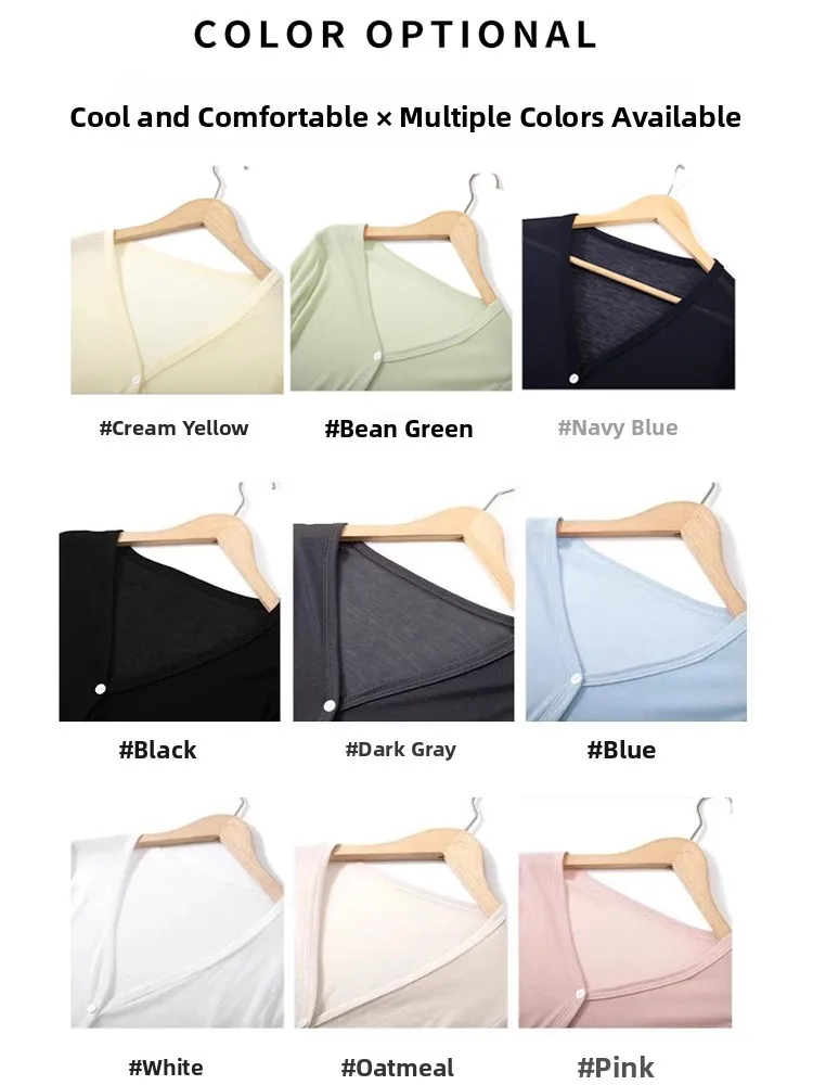 

Ladies' Light Knitted Ice Silk Sun Protection Cardigan with Strap Spring Summer Casual Loose Fit Long Sve V-Ne Knitwear