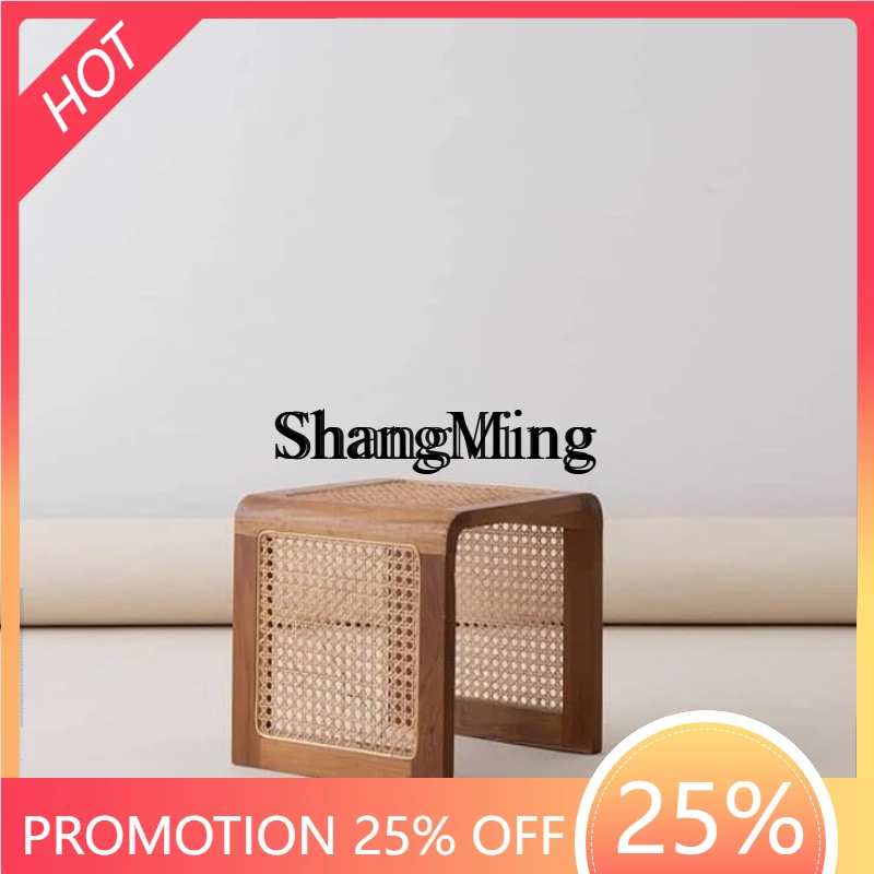 FG good-looking  retro solid wood sofa edge  rattan living room home leisure balcony mobile simple modern bedside table