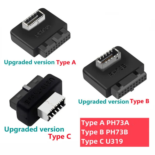 Motherboard USB Header Adapter USB3.0 19pin 20pin to TYPE-E 90/180 Degrees Converter Front Chassis TYPE C Plug-in Port