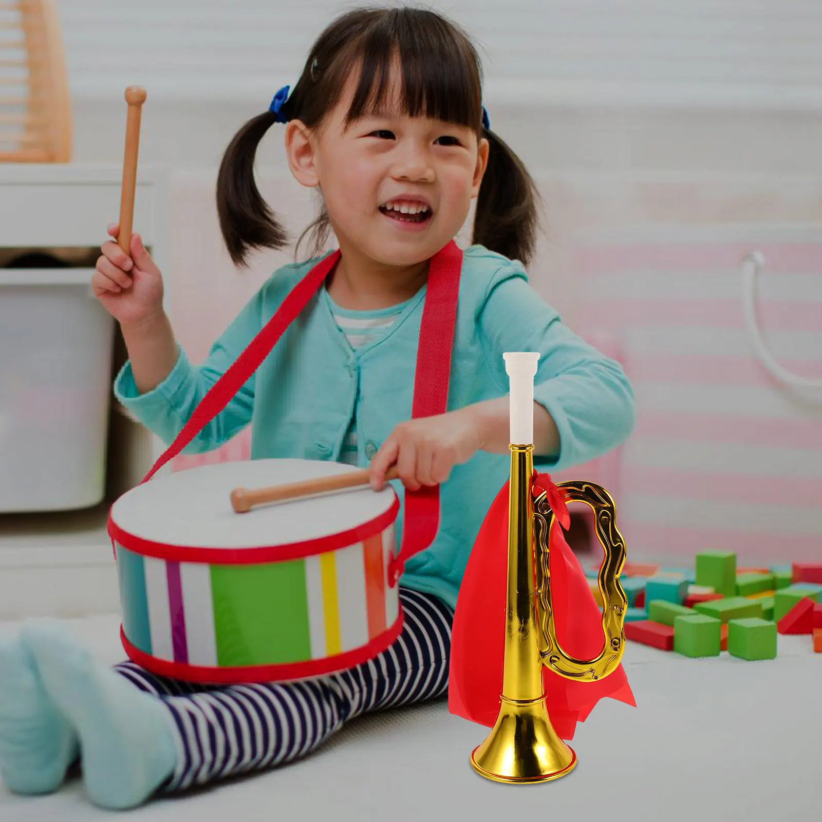 Children Trumpet Plastic Lightweight Easy-Handle Musical Instrument for Kids 3-12 Years Clear Tone Party Favors Music Class Band