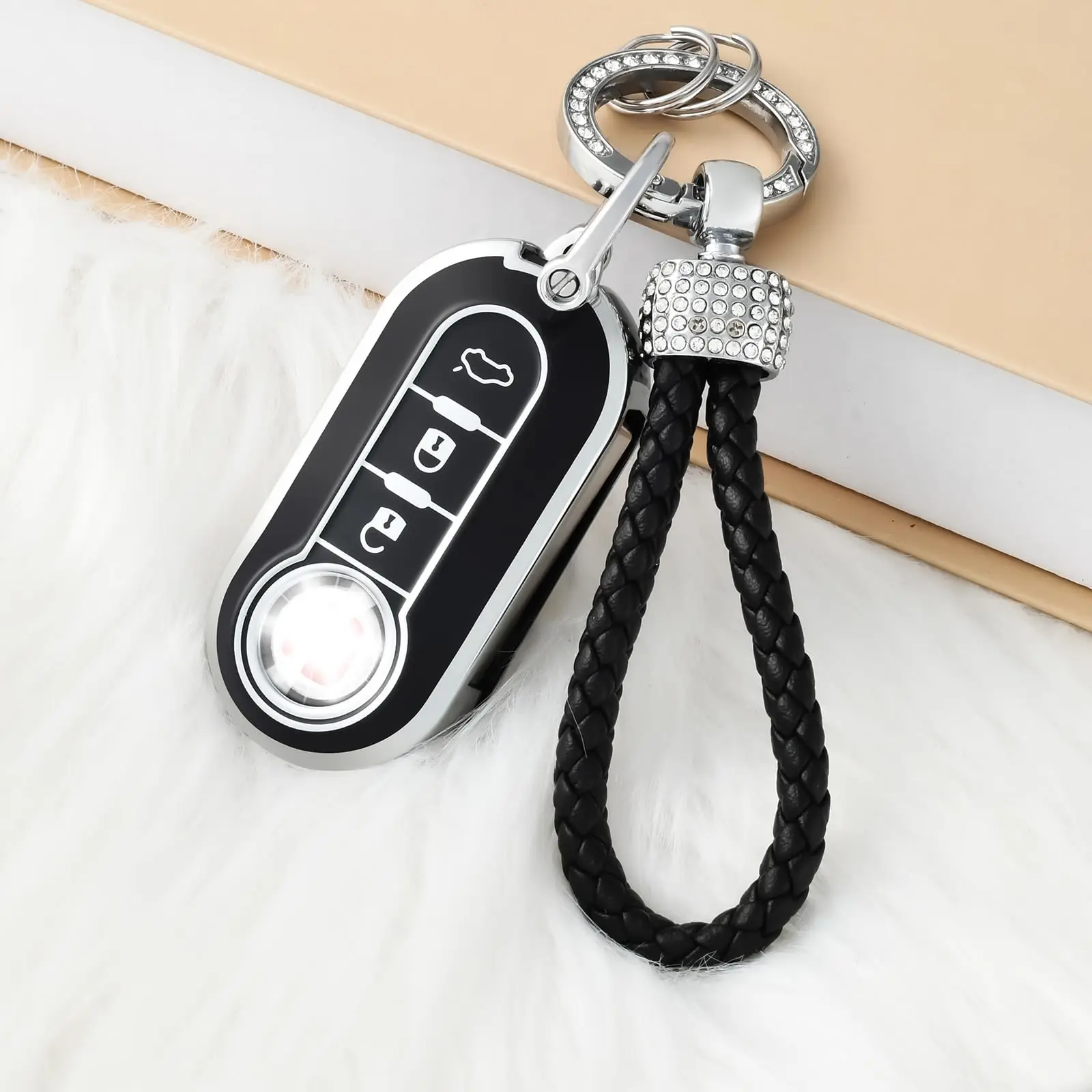 3 Button For Fiat 500 Ducato Panda Punto Gold Soft TPU Car Flip Folding Key Case Cover Remote Key Shell Holder Protecor Keychain