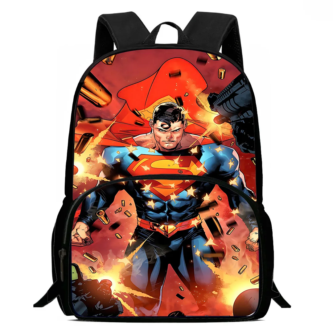 Cartoon S-Superman Logo Kids Backpacks Boys Girls Student Birthday Gift Child School Bag Large Capacity Camping Durable Rucksack