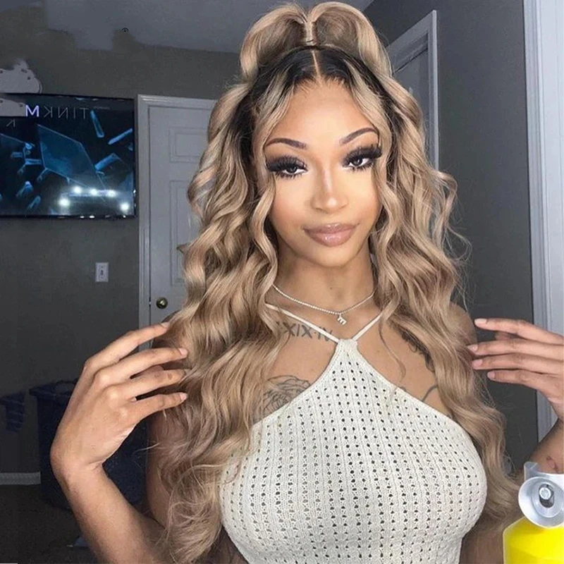 

Highlights Ash Blonde 180 Density 13x6 Lace Frontal Wig Preplucked Brazilian Human Hair Transparent Lace Frontal Wig For Women