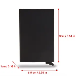 Rfid inteligente titular do cartão de crédito carteiras metal fino pop up minimalista homens carteiras preto masculino bolsa sacos de dinheiro carteira masculina 8 principais vendas mini carteira fina - №6