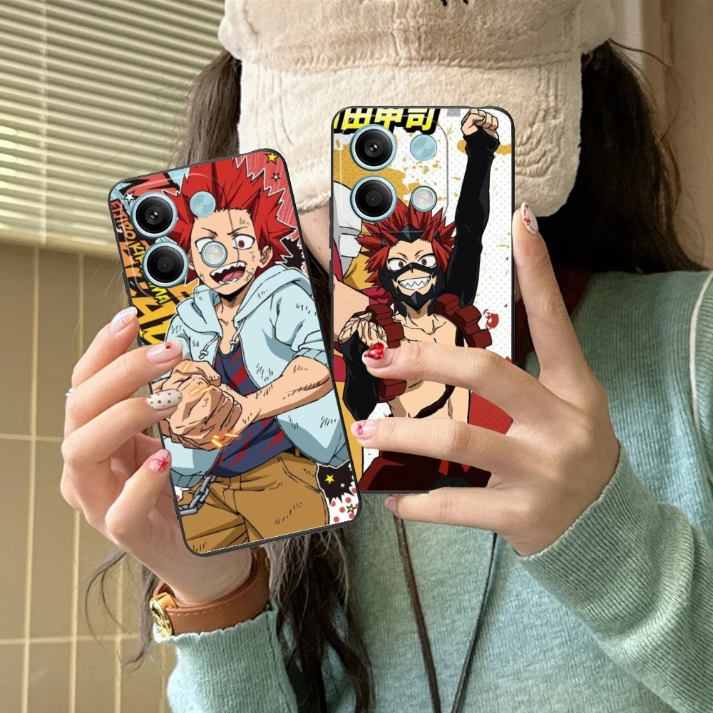 Funda de teléfono móvil Hero Kirishima Eijirou, carcasa negra para Xiaomi Redmi Note 13, 12, 11, 10, 9, 8, 7, 6 S, A Pro Lite Plus, 5G