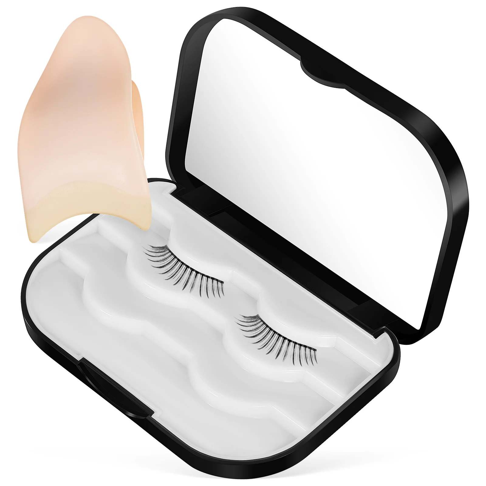 

Empty Eyelashes Storage Box with Mirror Fake Eyelash Organizer and Lash Clip Applicator lash case eyelash holder case