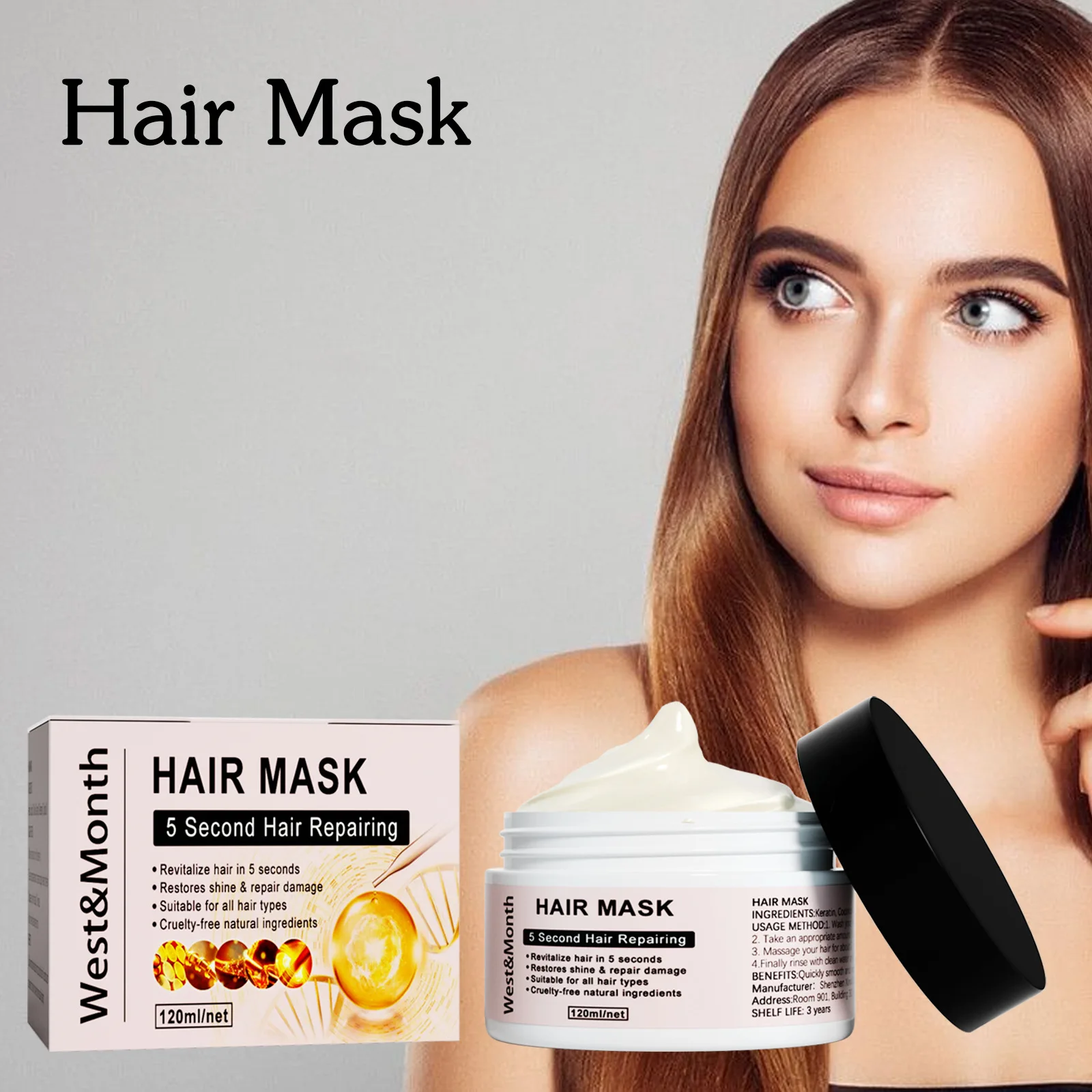 West & Month Keratin Repair Hair Mask Moisturizing Repair Hair Tail Fork Improve Dyeing and Perming Dry and Manic Hair Care