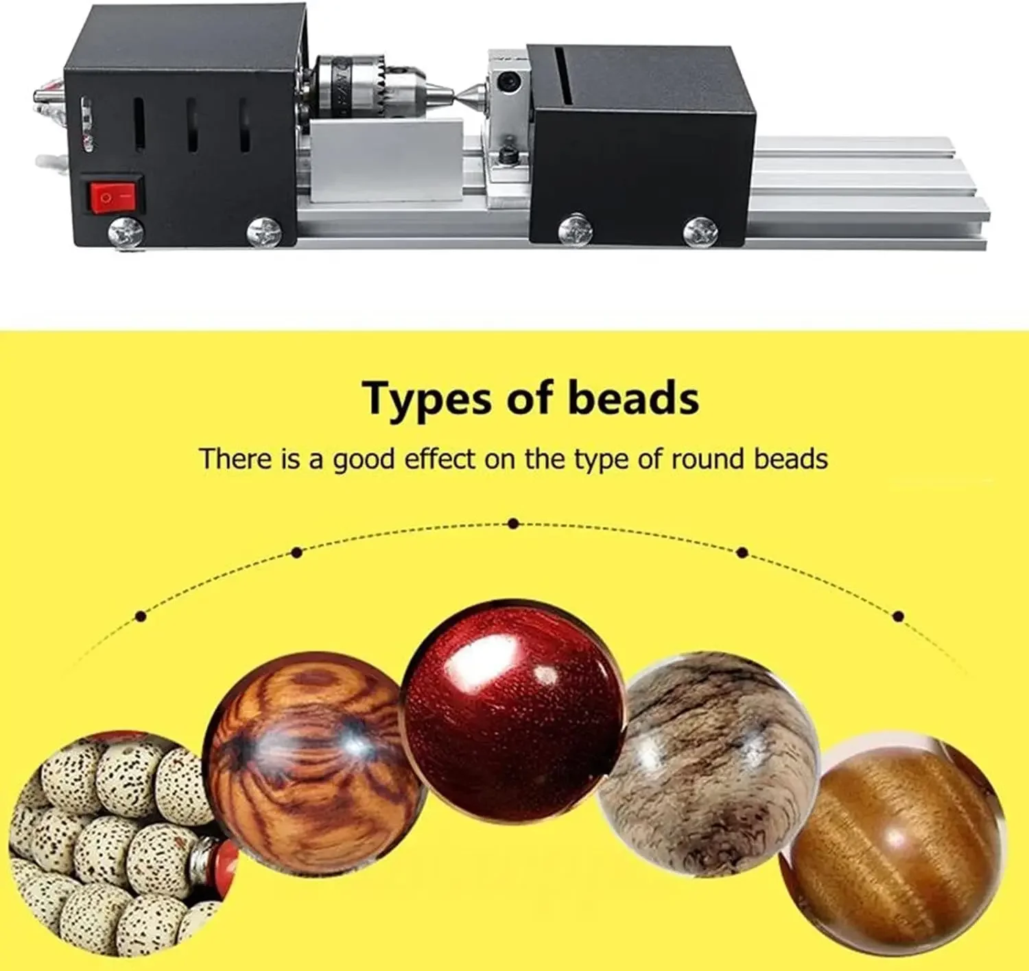 Mini CNC Lathe Machine Bead Polisher12-24V DC for DIY Woodworking Miniature Buddha Pearl  Grinding Polishing Wood Rotary Tool