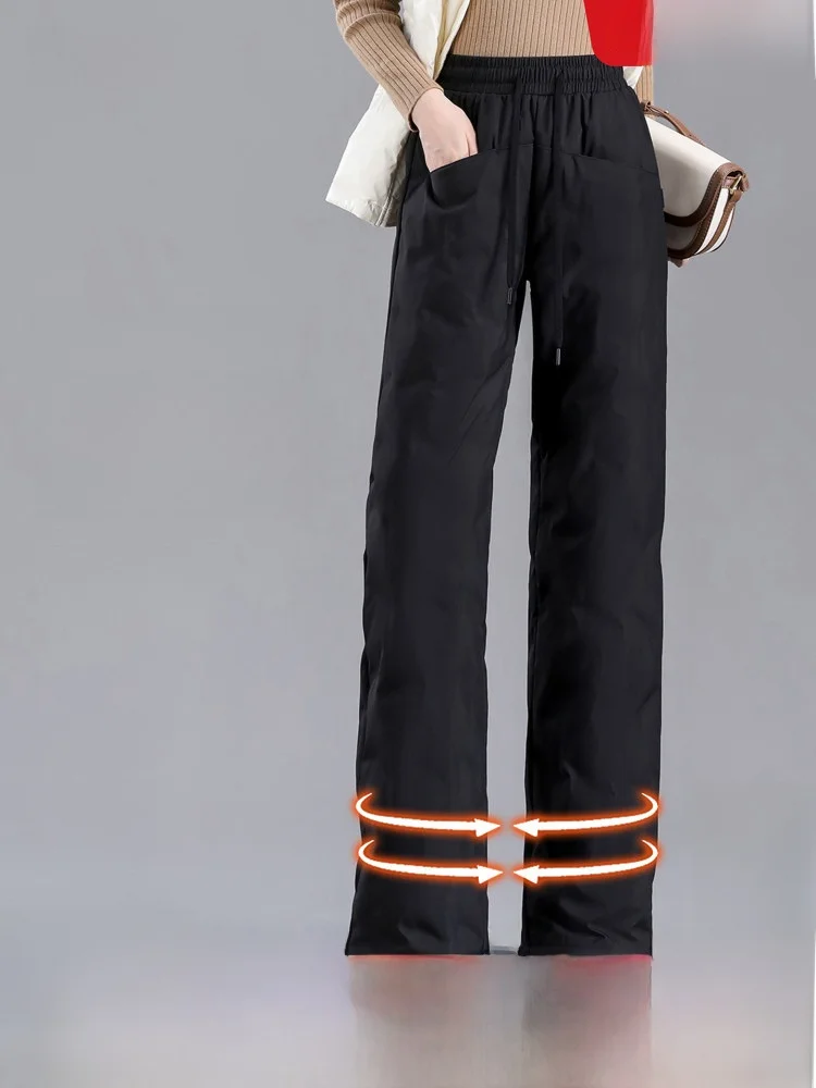 

Snow Flng Spring 2026 Women's down Pants High Waist Straight Leg Lightweight Warm Waterproof Cold Resistant Dir Proof