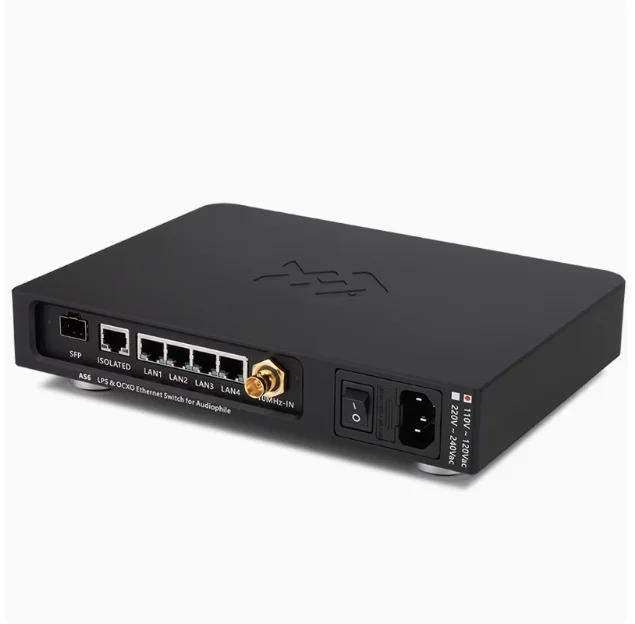 LHY AUDIO AS6 SW6-SFP 6-Port Hifi Audio Ethernet Switch Network Switch DC Powered with SC-Cut OCXO