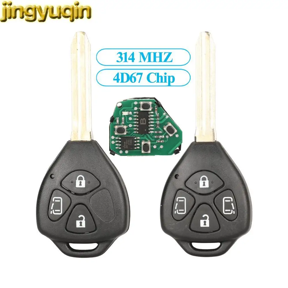 Jingyuqin 3pcs Car Key Alarm Remote Fob 314MHZ 4D67 For Toyota Alphard Yaris Prado Camry Corolla RAV4 REIZ Crown Avalon Venza