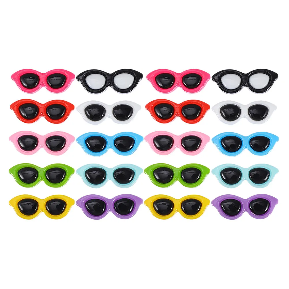 

20 шт. разноцветных полукруглых смоляных подвесок в форме солнцезащитных очков, плоские, для рукоделия, декора заколок, ободков, скрапбуков, альбомов, телефонов