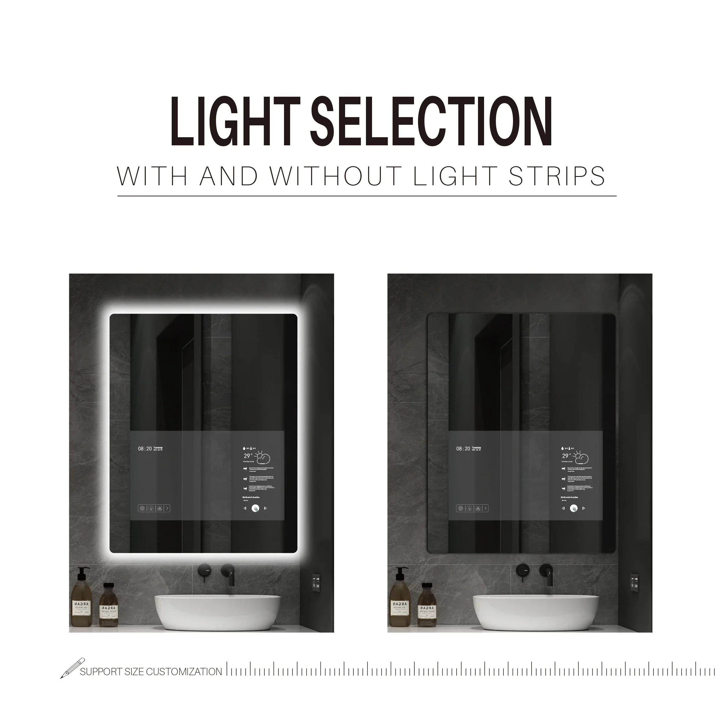 2024 Touchscreen Android System Smart Mirror TV Led ausgefallene Badezimmerspiegel Smart Magic Mirror