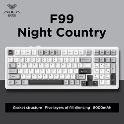 Teclado para jogos AULA F99 com junta, 99 teclas, troca quente personalizável, Bluetooth 5.0/2.4G, sem fio/com fio, teclado mecânico RGB