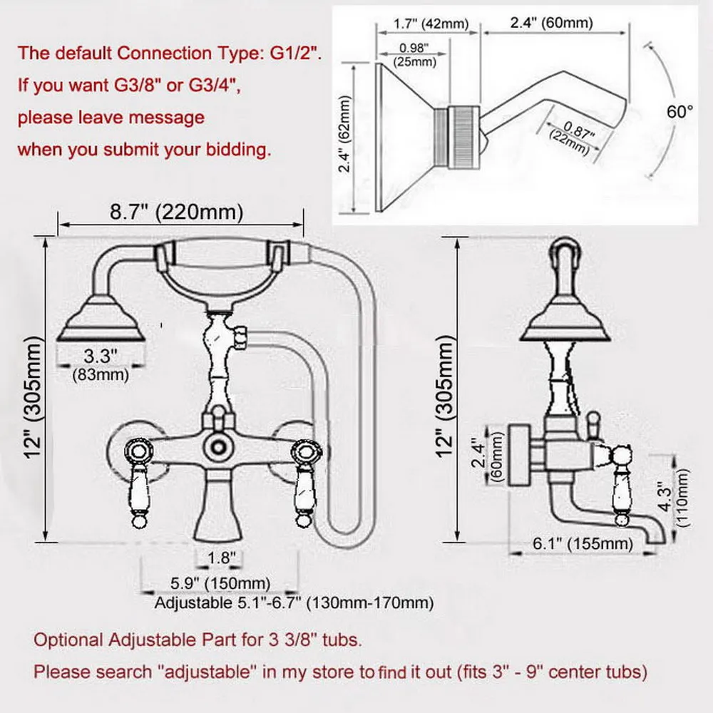 Luxury Gold Color Brass Wall Mounted Bathroom Bath Tub Faucet Set with 1500MM Hand Held Shower Spray Mixer Tap 2na908