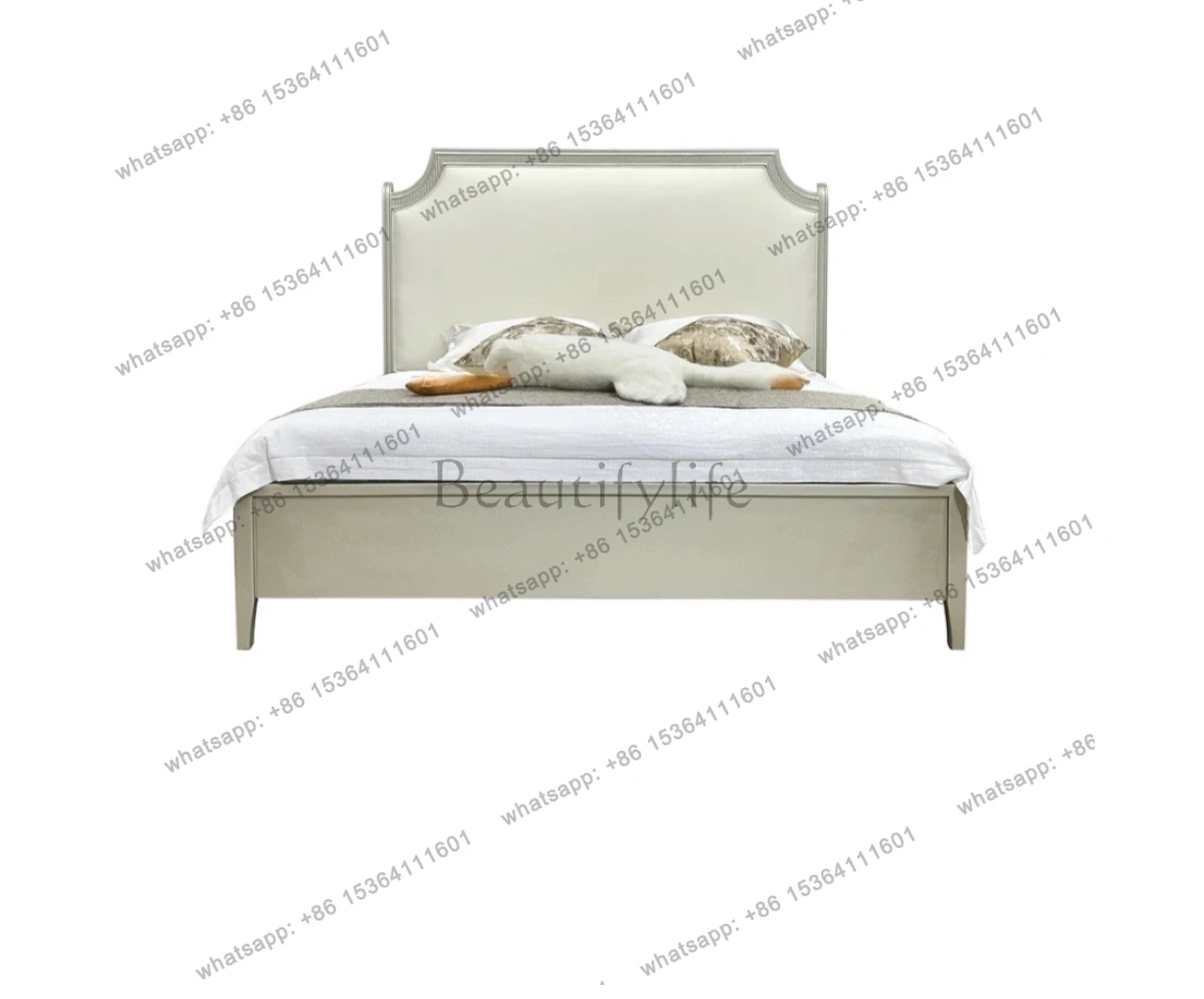 American furniture factory French leather art bed American light luxury solid wood bed