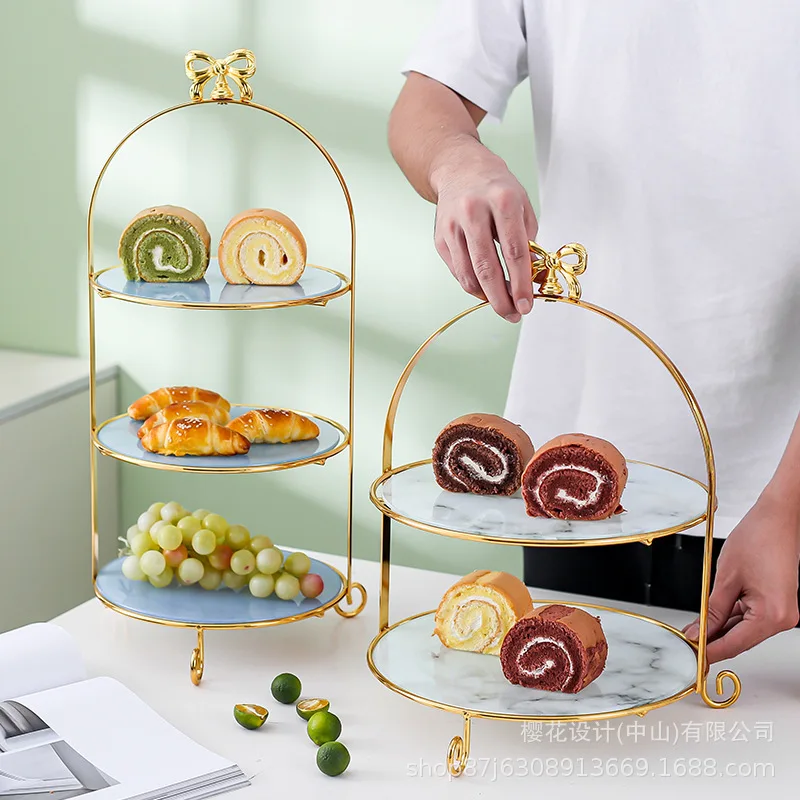 

Легкая роскошная многослойная подставка для торта, подставка для десерта для послеобеденного чая 8/10 дюймов, подставка для свадебных принадлежностей