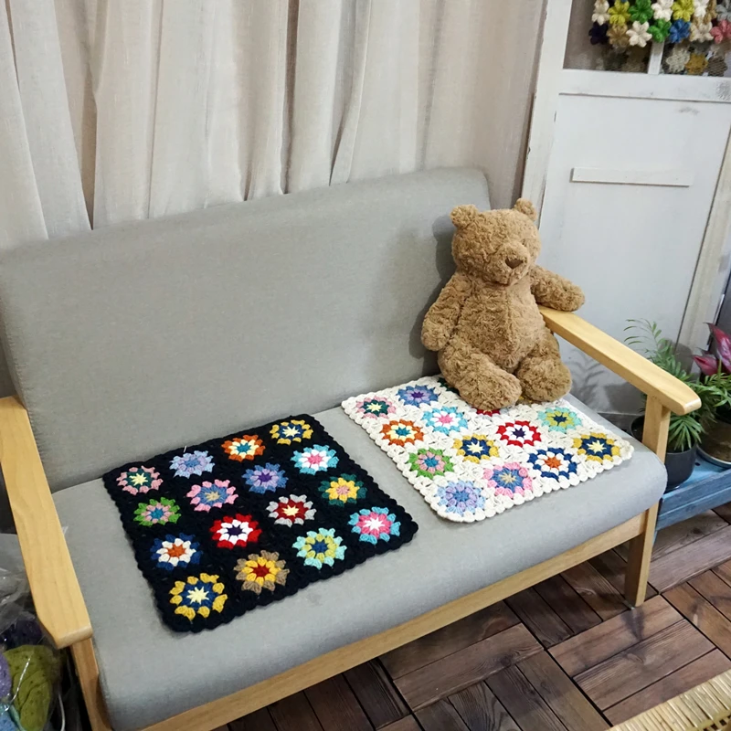 15in Handmade Crochet Blanket Tablecloths granny square throw Seat Cushion home Decor Coaster Mat Pad  40X40cm