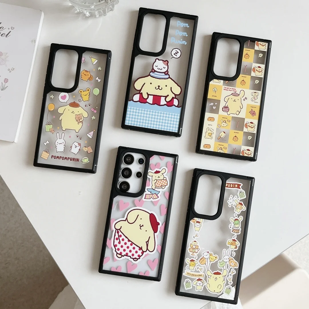 

Phone Case for Galaxy Samsung S24 S22 S25 Ultra S9 S20 FE S23 Plus Shockproof Funda Cover Cartoon Pom Pom Purin Happy Puppy