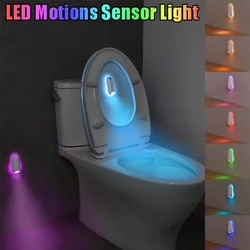 LED Motion Sensor Light 2in1 RGB Night Light 8 Light Modes Type-C Rechargeable Lamp for Toilet Corridor Passageway Step Lighting