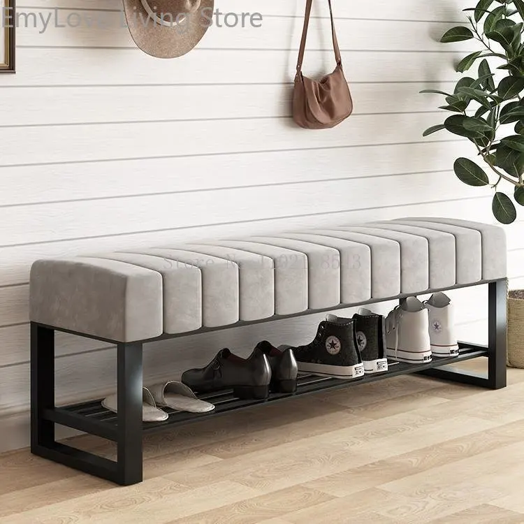 Nordic Shoe Changing Stools Modern Home Furniture Door Bench Living Room Sofa Ottomans Simple Bed End Stool Flannel Shoe Cabinet