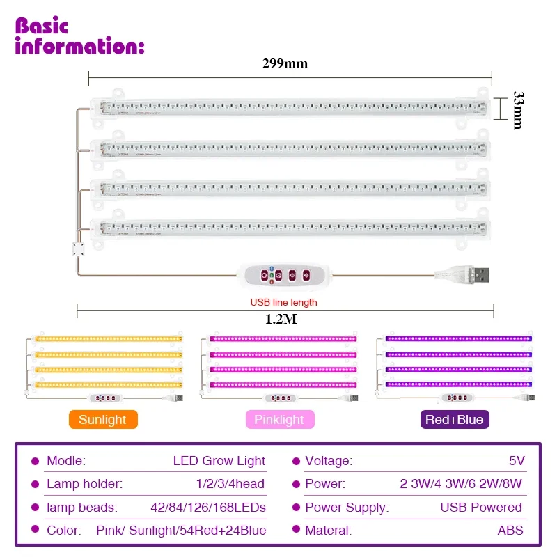 Phytolamp for Plants Light 30cm Led Grow Light Phyto Lamp 5V Full Spectrum Bulb Hydroponic Lamp Greenhouse Flower Seed Grow Tent