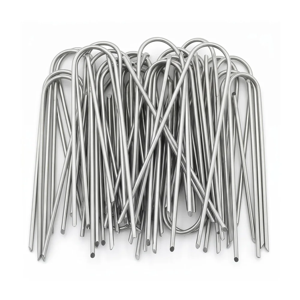 For Holding Lawns Barrier Ground NailU-type Garden Staples Heavy-duty Fence Tubing Stakes Sod Pins Galvanized Landscape Spike
