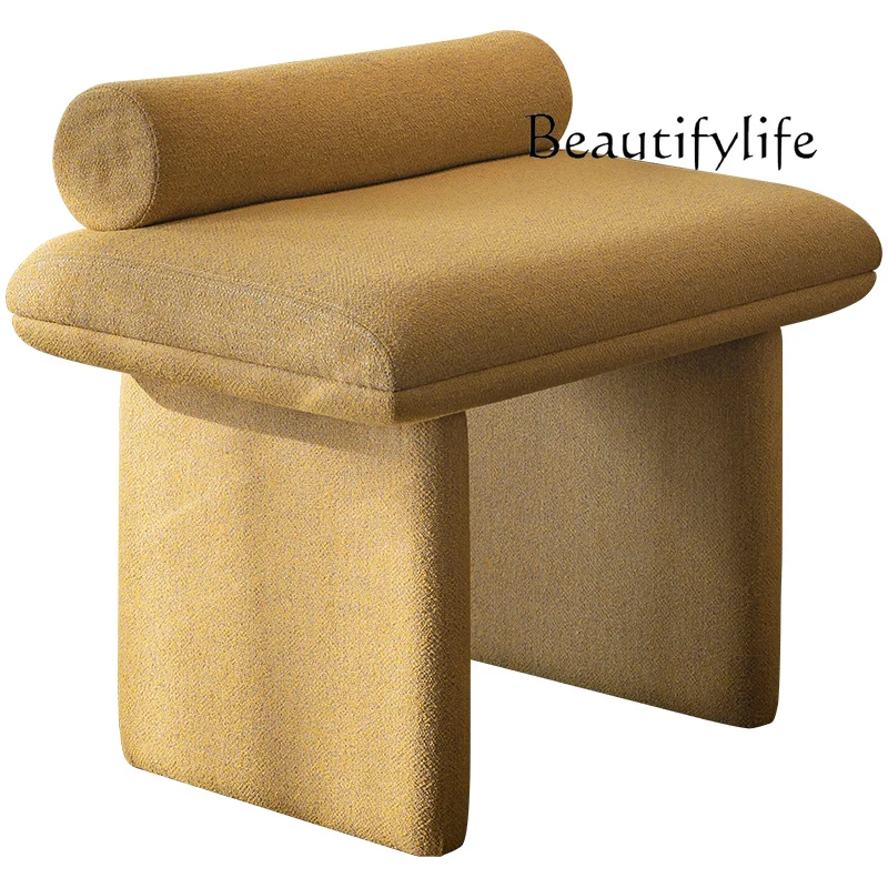 

Italian Minimalist Dressing Stool Light Luxury Designer Model High-End Fabric Makeup Stool Home Shoe Changing Stool