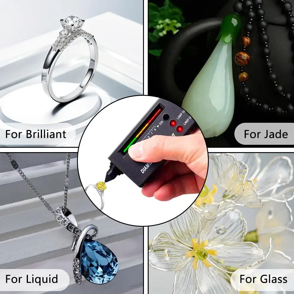 LED Indicator Diamond Tester Pen High Accuracy Diamond Discriminator Tool Selector Testing Gem Stone Bag Jewelry W B0R6