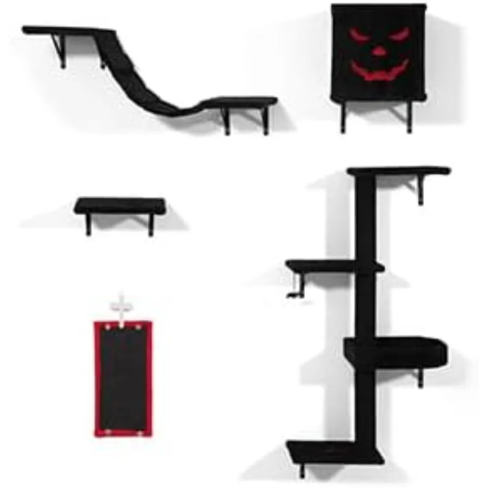 

COZIWOW Wall-Mounted Cat Tree | Space-Saving Feline Furniture with Multiple Levels | Durable Scratch Post for Indoor Cats, Black