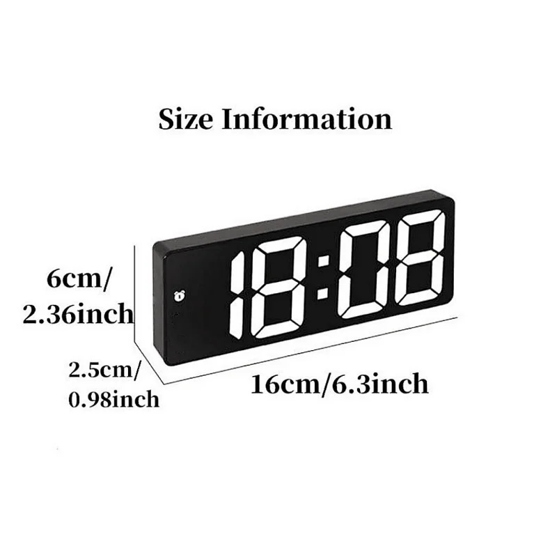 Acryl/Spiegel Digitaler Wecker Sprachsteuerung Snooze Nachtmodus Tischuhr 12/24H Anti-Stör-Funktion Elektronische LED-Uhr – Detail 1