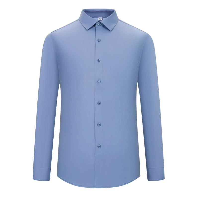 

8XL Men Shirt Long Sleeve Slim Fit Modal High-end Office Classic Solid Color Blue White Shirts Men Long Sleeve Casual Easy Care
