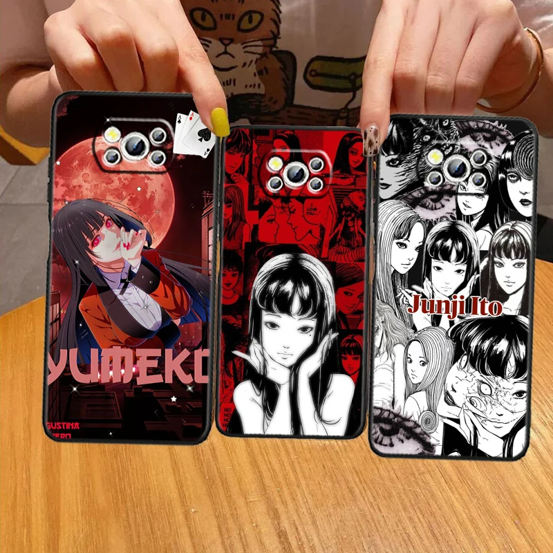 Tomie Kawakami Anime For Xiaomi Mi Poco F5 F4 F3 X6 X5 X4 X3 M6 M5 M5S M4 M3 C65 Pro GT NFC 5G Black Cover Phone Case