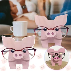 Handmade Wooden Spectacle Holder Eyeglass, Animal Pig Shape Glasses Stand, Handmade Wood Carved Animal Eyeglass Holder Stand
