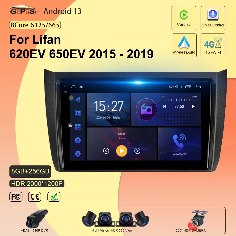 

Car Radio Android 13 For Lifan 620EV 650EV 2015 - 2019 Radio Multimedia Video Player Navigation GPS NO 2Din 2 Din Carplay WIFI