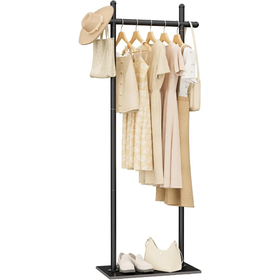 رف معطف قائم بذاته مع قاعدة صخرية طبيعية لتخزين الملابس على الطراز الصناعي وحامل الملابس المعدنية مع ارتفاع 68.9 بوصة مثالي