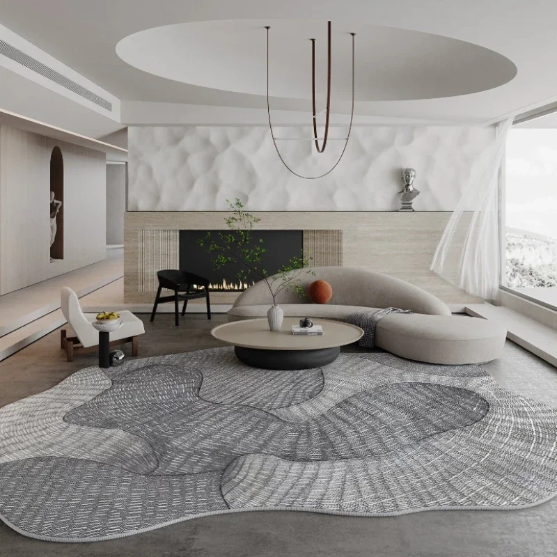 Irregular Shape Rugs for Bedroom Light Luxury Living Room Decoration Large Carpet Washable Floor Mat Anti-slip Bedside Soft Rug