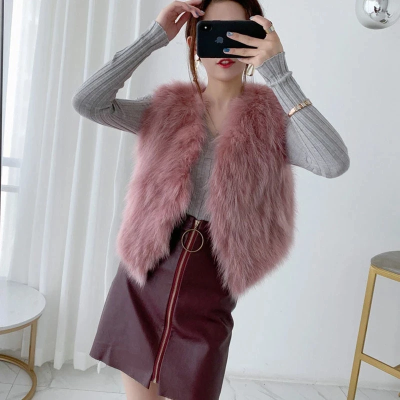 Faux Fox Fur Vest Women Winter Warm Short Waistcoat Korea Fashion Outwear Furry Teddy Bear Coat Ladies Body Warmmer