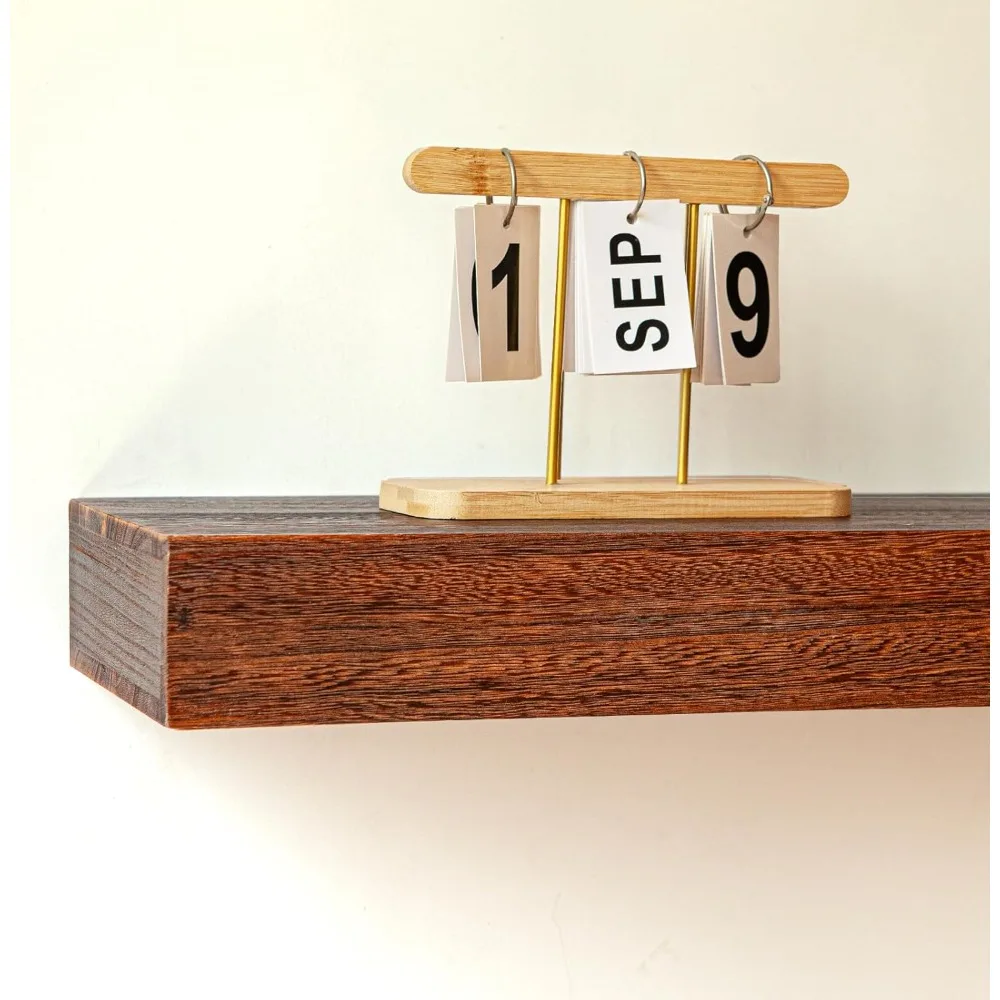 Fireplace Mantel Shelves 55 Inch Solid Wood Wall Mounted Long Floating Shelf Hollow, Brown