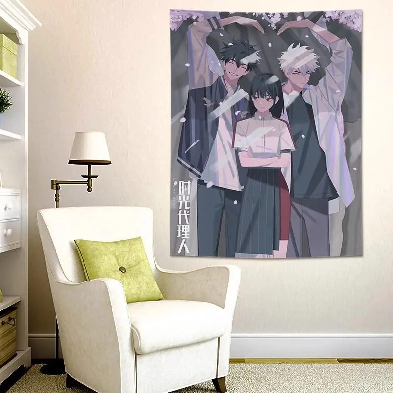 VIKAMA Link Click Anime Characters Tapestry Cheng Xiaoshi Lu Guang Print Wall Hanging for Fans Bedroom Decor Home Decor