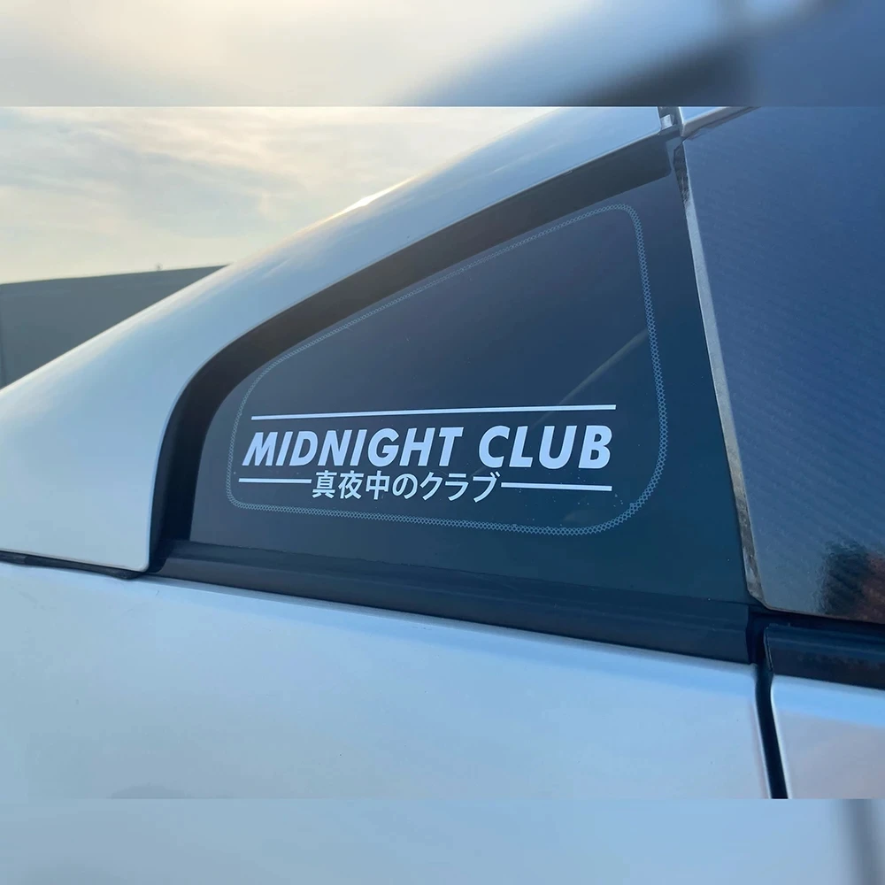 Car Stickers for Japanese Style MIDNIGHT CLUB Text Words Tape Auto Window Tail Triangle Vinyl Windshield Electric Applique