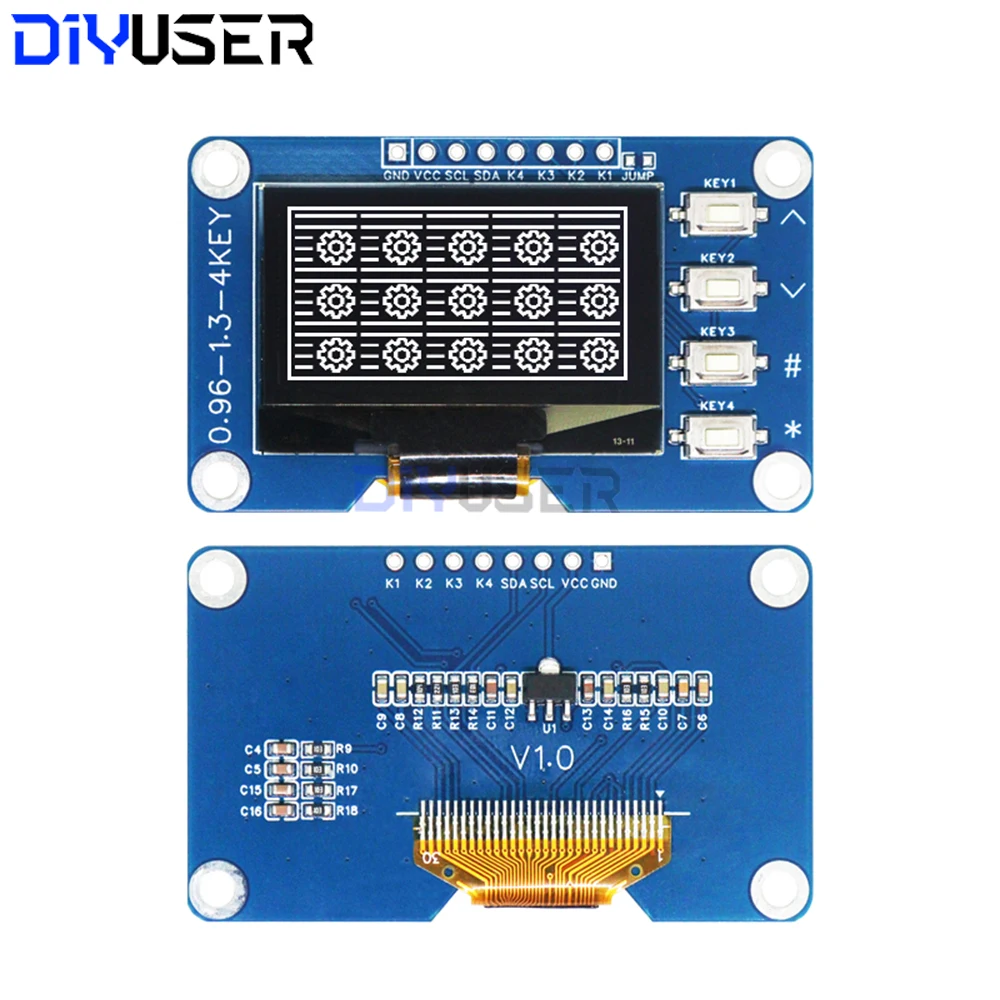 Display OLED da 1,3 pollici con modulo tastiera 4x4, schermo SPI I2C SSD1116 128x64 per Arduino Raspberry Pi