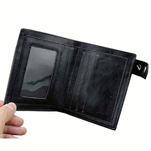 Imagen 2 del producto Cartera de cuero gótico con cadena Vintage y remaches, monedero con diseño de Cruz de Calavera, accesorios Punk Rock, 1 Uds.