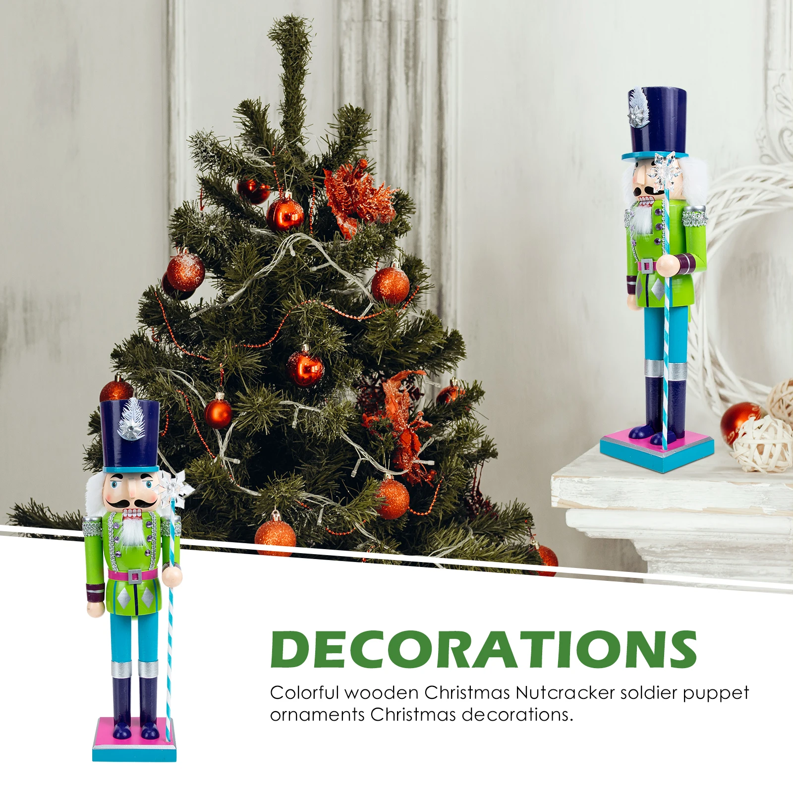 

Creative Wood Nutcracker Soldier Christmas Ornament Desktop Decoration Xmas Party Supplies Craft Gift Cartoon Soldier Nutcracker