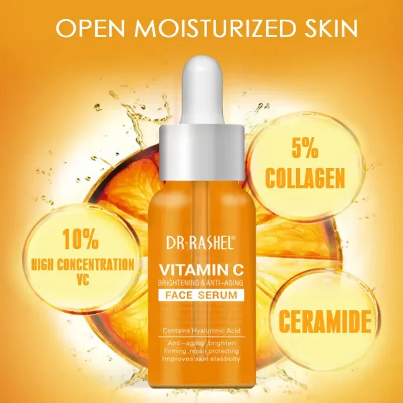 DR.RASHEL Brightening Anti-aging Firming Hyaluronic Acid Moisturizng Whitening Makeup Primer Vitamin C Serum Face Skincare 50ml