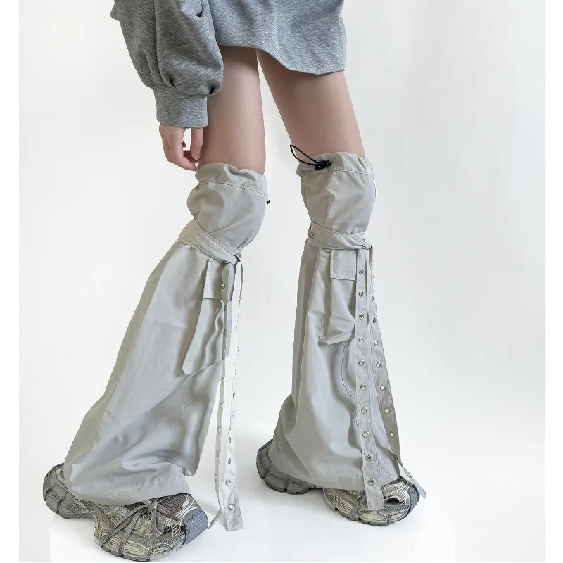 Spiced Safari Style Drawstring Design Leg Cover Y2k Niche Personality Sweet Cool High Sreet Punk Women Stocking Harajuku Socks