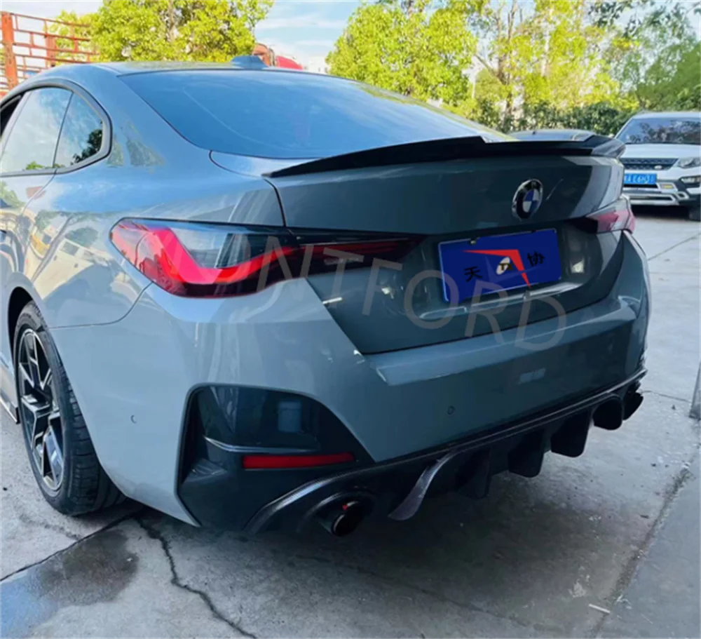 Rear Bumper Back Diffuser LED Rear Lip Tail Lip Spoiler For BMW 4 Series 2020+ G26 420i 430i 435i M440i 4 Doors M Performance