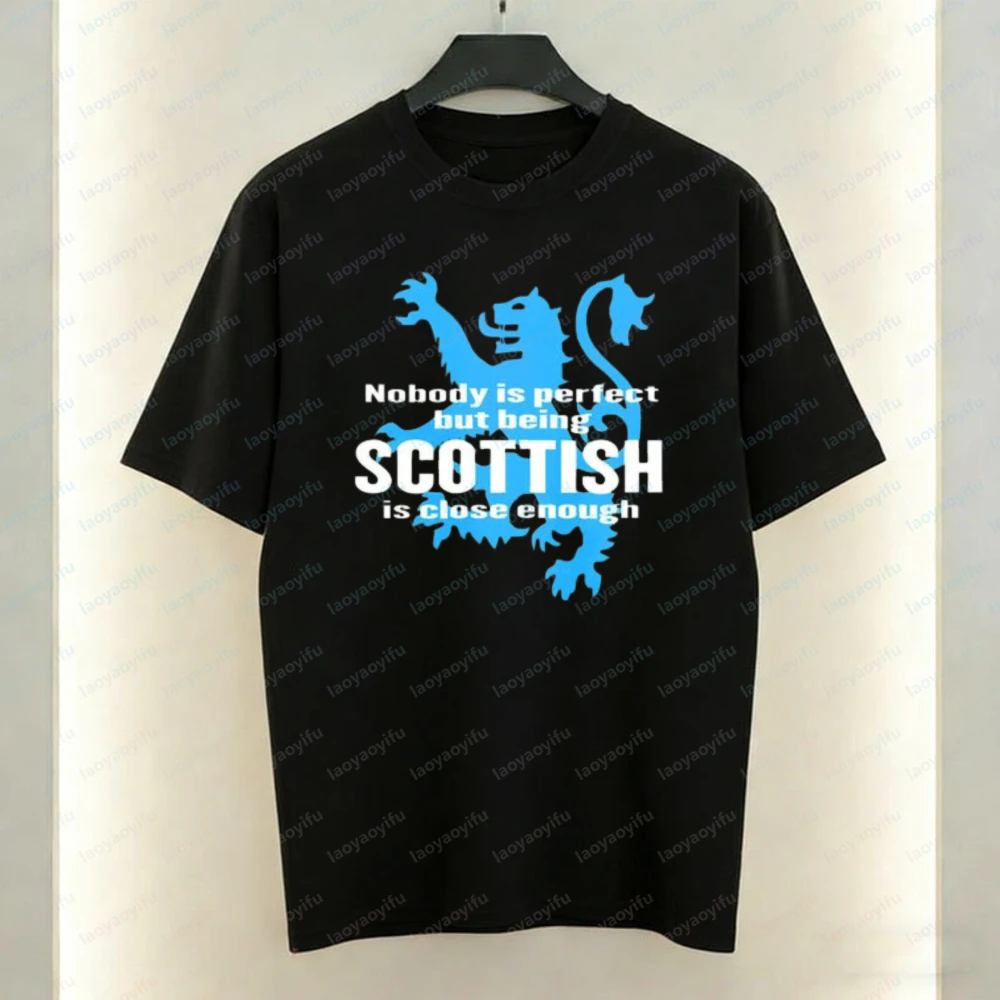 Funny Scottish Cotton T-Shirt for Men Nobody Is Perfect Graphic Tee Proud Scotsman Gift Patriotic Casual Tops Fashion Streetwear