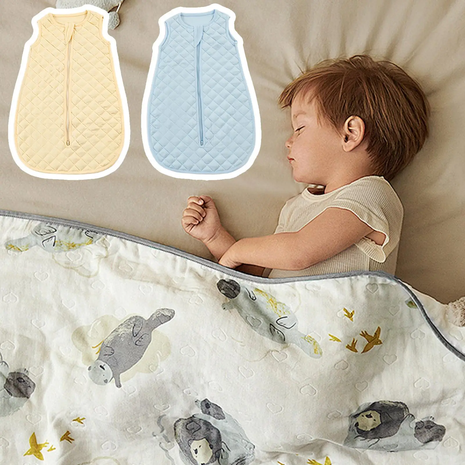 Saco de dormir para bebé, saco de dormir fino de algodón, manta portátil cómoda Natural, saco de dormir, manta para acampar, guardería, verano