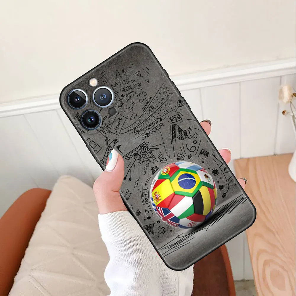 Football Soccer Case For Apple iPhone 14 15Pro Max 13 11 12 Mini SE 7 8 Plus X XS 6 6S Silicone Shell Phone Cover Soft TPU Funda